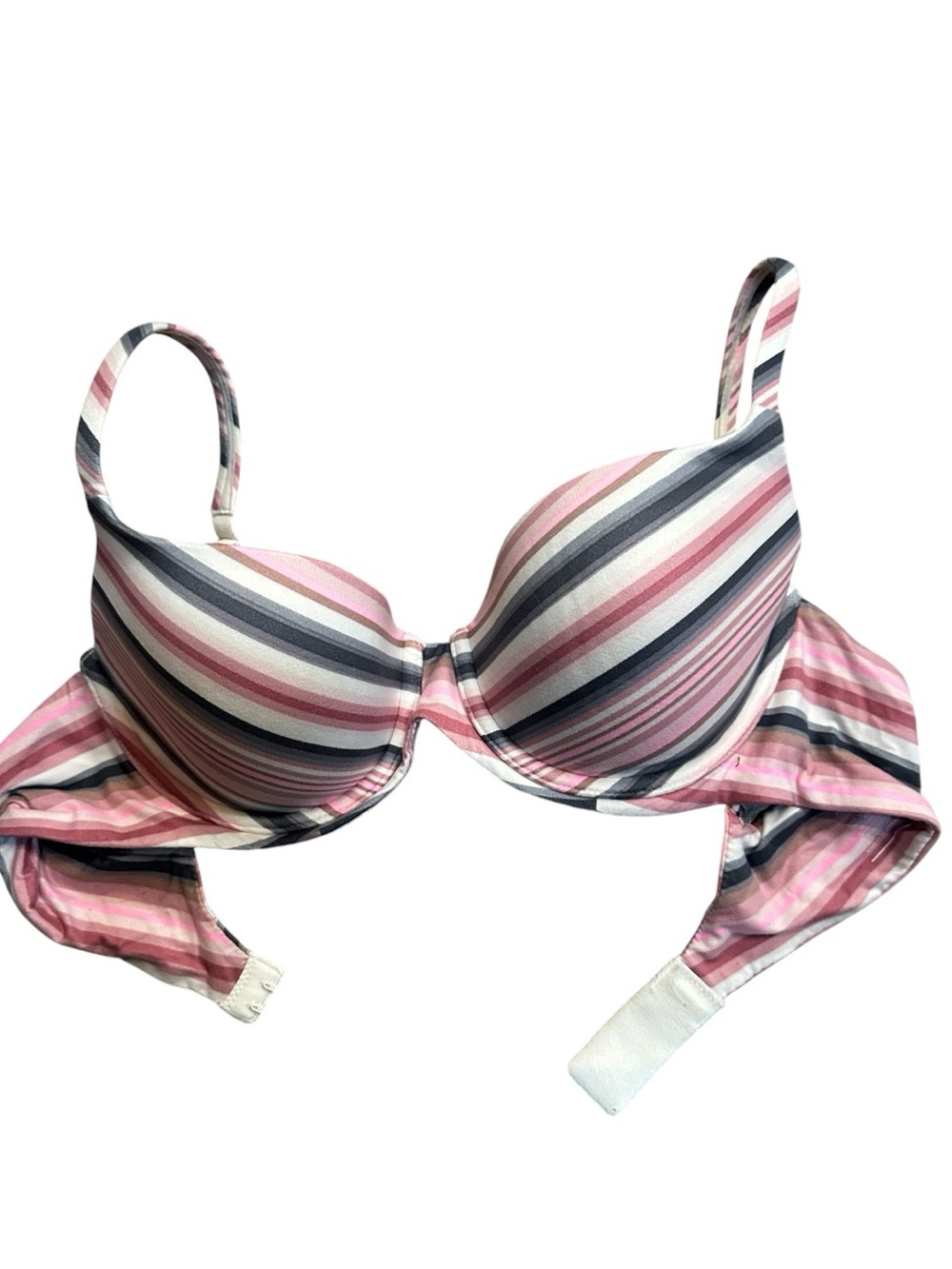 Victoria’s Secret Body by Victoria Striped Demi Bra 36B Pink Gray